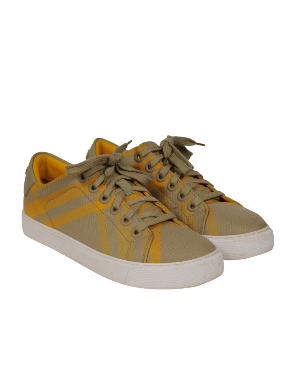 Burberry Womens Albridge Check Low Top US 7 EU 37 Yellow Gray